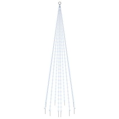 vidaXL Árvore de Natal mastro de bandeira 310 LEDs 300 cm branco frio
