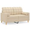 vidaXL Sof&aacute; 2 lugares + almofadas decorativas 120 cm tecido cor creme