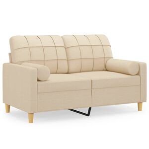 vidaXL Sof&aacute; 2 lugares + almofadas decorativas 120 cm tecido cor creme