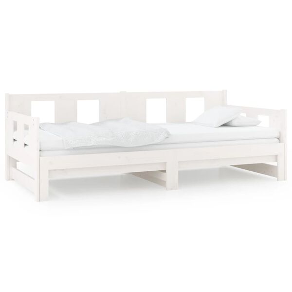 vidaXL Estrutura sof&aacute;-cama de puxar 2x(80x200) cm pinho maci&ccedil;o branco
