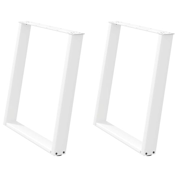 vidaXL P&eacute;s de mesa de jantar em forma de U, 2 pe&ccedil;as, branco, 80x (72-73) cm, a&ccedil;o