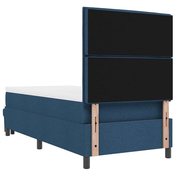 vidaXL Cama Box com colch&atilde;o com cabeceira Azul 90 x 190 cm tecido