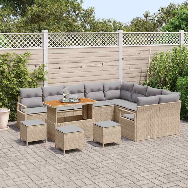 vidaXL Conjunto de Sofá de Jardim 13 pcs Bege Rattan Sintético