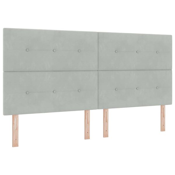 vidaXL Cama Box com colch&atilde;o Cinzento-claro 200 x 200 cm Veludo