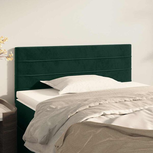 vidaXL Cabeceira de cama veludo 100x5x78/88 cm verde-escuro