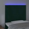 vidaXL Cabeceira de cama c/ LED veludo 80x5x118/128 cm verde-escuro