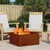 vidaXL Fire Pit Castanho 60 x 60 x 30 cm A&ccedil;o resistente &agrave;s intemp&eacute;ries