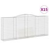 vidaXL Cestos gabi&atilde;o arqueados 15 pcs 400x50x160/180 ferro galvanizado