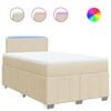 vidaXL Cama com molas/colch&atilde;o 120x200 cm tecido cor creme