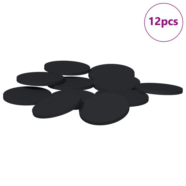 vidaXL Pads para P&eacute;s de M&oacute;veis 12 pcs Preto &Oslash; 30 x 2 mm EVA