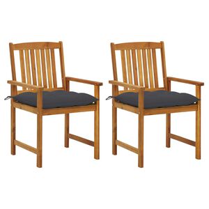 vidaXL Cadeiras de jardim com almofad&otilde;es 2 pcs ac&aacute;cia maci&ccedil;a