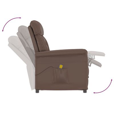 vidaXL Cadeira de massagens couro artificial castanho