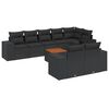 vidaXL 9 pcs conjunto de sof&aacute;s p/ jardim c/ almofad&otilde;es vime PE preto