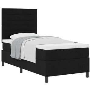 vidaXL Cama Box com colch&atilde;o com cabeceira Preto 100 x 200 cm tecido