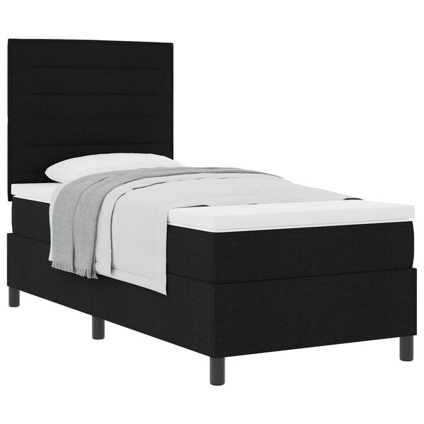 vidaXL Cama Box com colch&atilde;o com cabeceira Preto 100 x 200 cm tecido