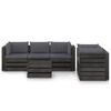 vidaXL 6 pcs conj. lounge jardim + almofad&otilde;es madeira impreg. cinzento