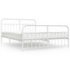 vidaXL Estrutura de cama com cabeceira e p&eacute;s 183x213 cm metal branco
