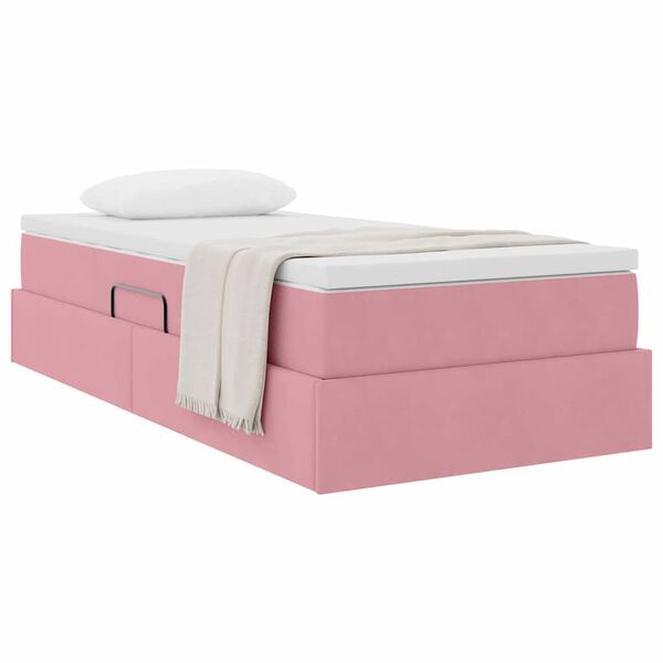 vidaXL Cama com arruma&ccedil;&atilde;o e colch&atilde;o Rosa 90 x 190 cm Veludo