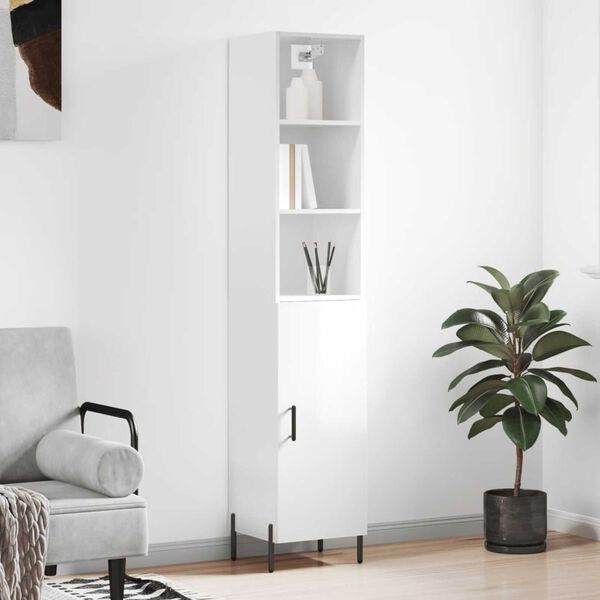 vidaXL Arm&aacute;rio alto 34,5x34x180 cm madeira processada branco brilhante