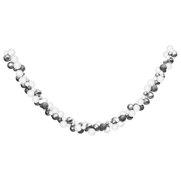 vidaXL Grinalda de Natal com bolas 175 cm poliestireno branco e cinza