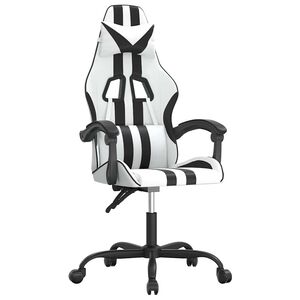 vidaXL Cadeira gaming couro artificial branco e preto