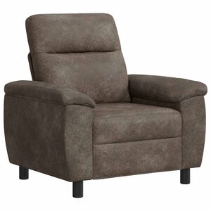 vidaXL Sof&aacute; Cinzento-Escuro 95 x 90 x 95 cm Couro Suede Sint&eacute;tico