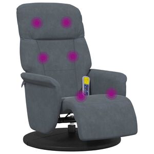 vidaXL Cadeir&atilde;o massagens reclin&aacute;vel c/ apoio p&eacute;s veludo cinza-escuro