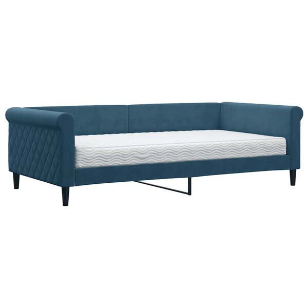 vidaXL Sof&aacute;-cama com colch&atilde;o 100x200 cm veludo azul