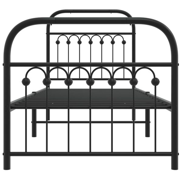 vidaXL Estrutura de cama com cabeceira e p&eacute;s 75x190 cm metal preto