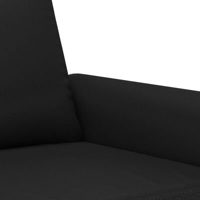 vidaXL 3 pcs conjunto de sofás com almofadões couro artificial preto