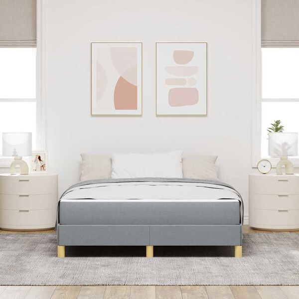 vidaXL Cama Box com colch&atilde;o Cinzento-claro 140 x 190 cm tecido