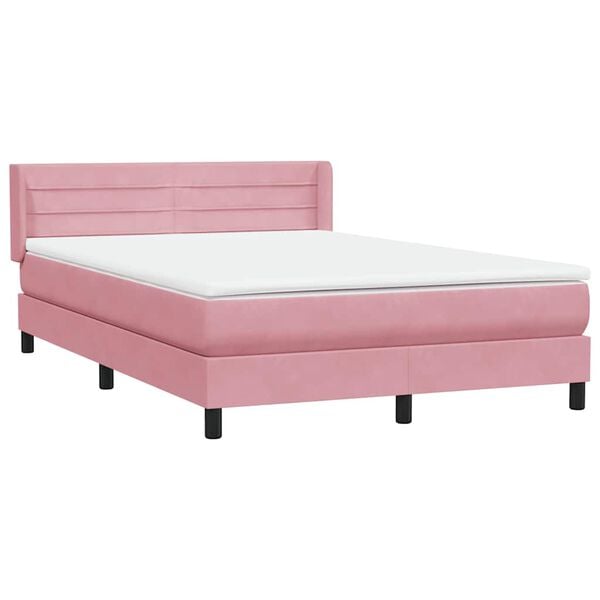 vidaXL Cama com molas/colch&atilde;o 160x220 cm veludo rosa