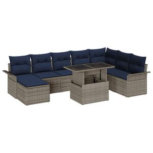 vidaXL Conjunto de Sof&aacute; de Jardim com almofada 9 pcs Cinzeto