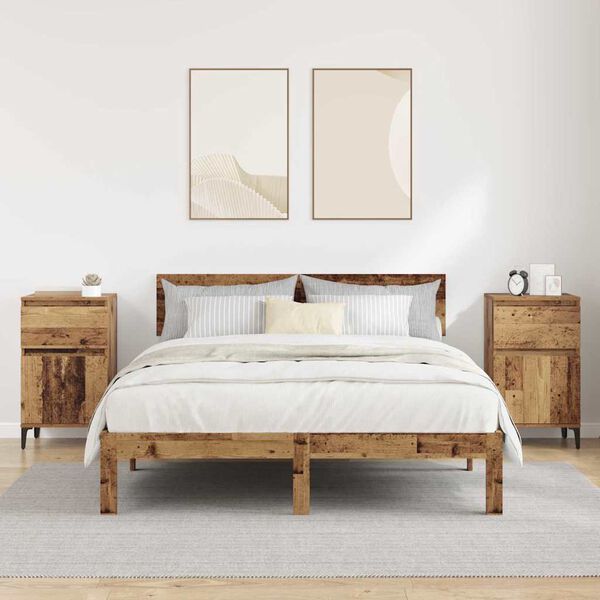 vidaXL Arm&aacute;rio de Cabeceira 2 pcs Madeira antiga 40 x 35 x 70 cm