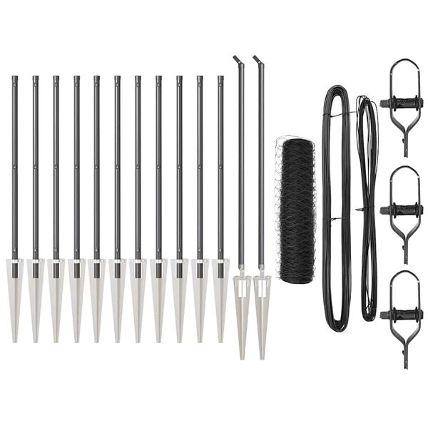 vidaXL Poste de Cerca Cinzeto 25 x 0,5 m (malha de 50 mm) A&ccedil;o