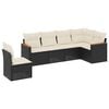 vidaXL 6 pcs conjunto sof&aacute;s de jardim c/ almofad&otilde;es vime PE preto