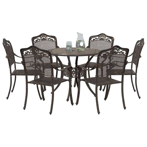 vidaXL Conjunto de Jantar para Jardim 7 pcs Bronze 90 x 90 x 75 cm