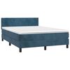 vidaXL Cama box spring c/ colch&atilde;o/LED 140x200 cm veludo azul-escuro
