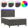 vidaXL Cama box spring c/ colch&atilde;o/LED 140x190cm veludo cinzento-escuro