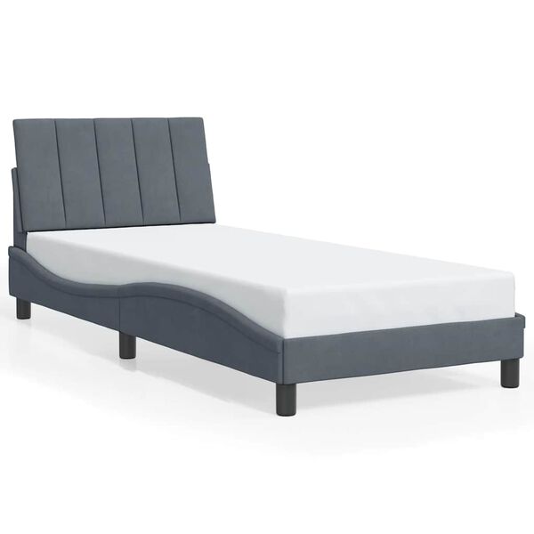 vidaXL Estrutura de cama sem colch&atilde;o Hanko 80x200 cm veludo cinzento-escuro