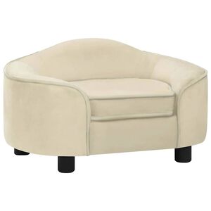 vidaXL Sof&aacute; para c&atilde;es 67x47x36 cm pel&uacute;cia cor creme