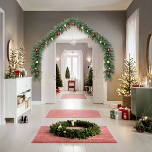 vidaXL Grinalda de Natal decorada com enfeites e luzes LED 10 m