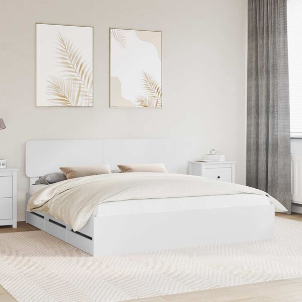vidaXL Estrutura da Cama Branco 200 x 200 cm Madeira engenheirada