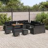 vidaXL Conjunto de Sof&aacute; de Jardim 14 pcs Preto vime PE