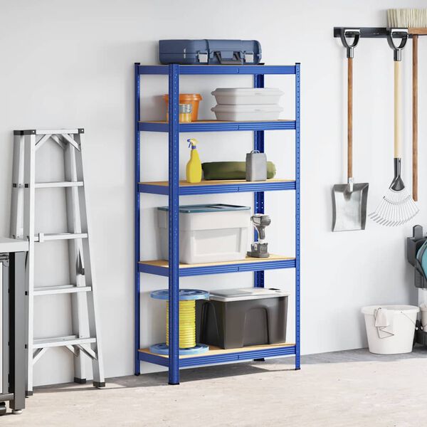 VidaXL 5-Layer Storage Shelf Blue Steel&Madeira de engenharia