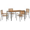 vidaXL Conjunto de Jantar para Jardim 5 pcs Cinza e Marrom vime PE