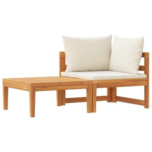 vidaXL 2 pcs conj. lounge de jardim c/ almofad&otilde;es branco nata ac&aacute;cia