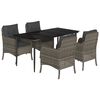 vidaXL 5 pcs conjunto de jantar p/ jardim c/ almofad&otilde;es vime PE cinza