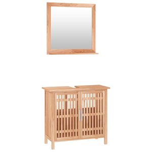 vidaXL 2 pcs conjunto de m&oacute;veis p/ casa de banho nogueira maci&ccedil;a