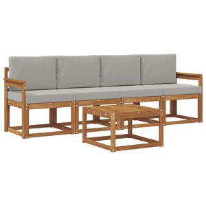 vidaXL Conjunto de Sof&aacute;s para Exterior 5 unid. Cinza Natural e Claro